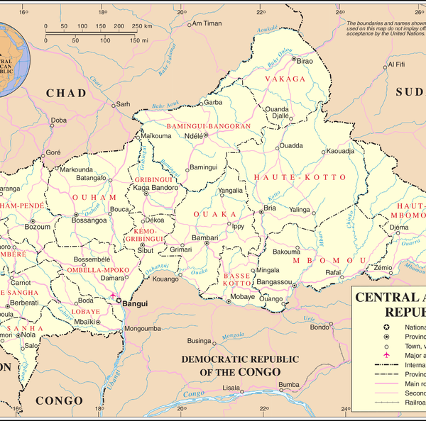 mappa del Centrafrica